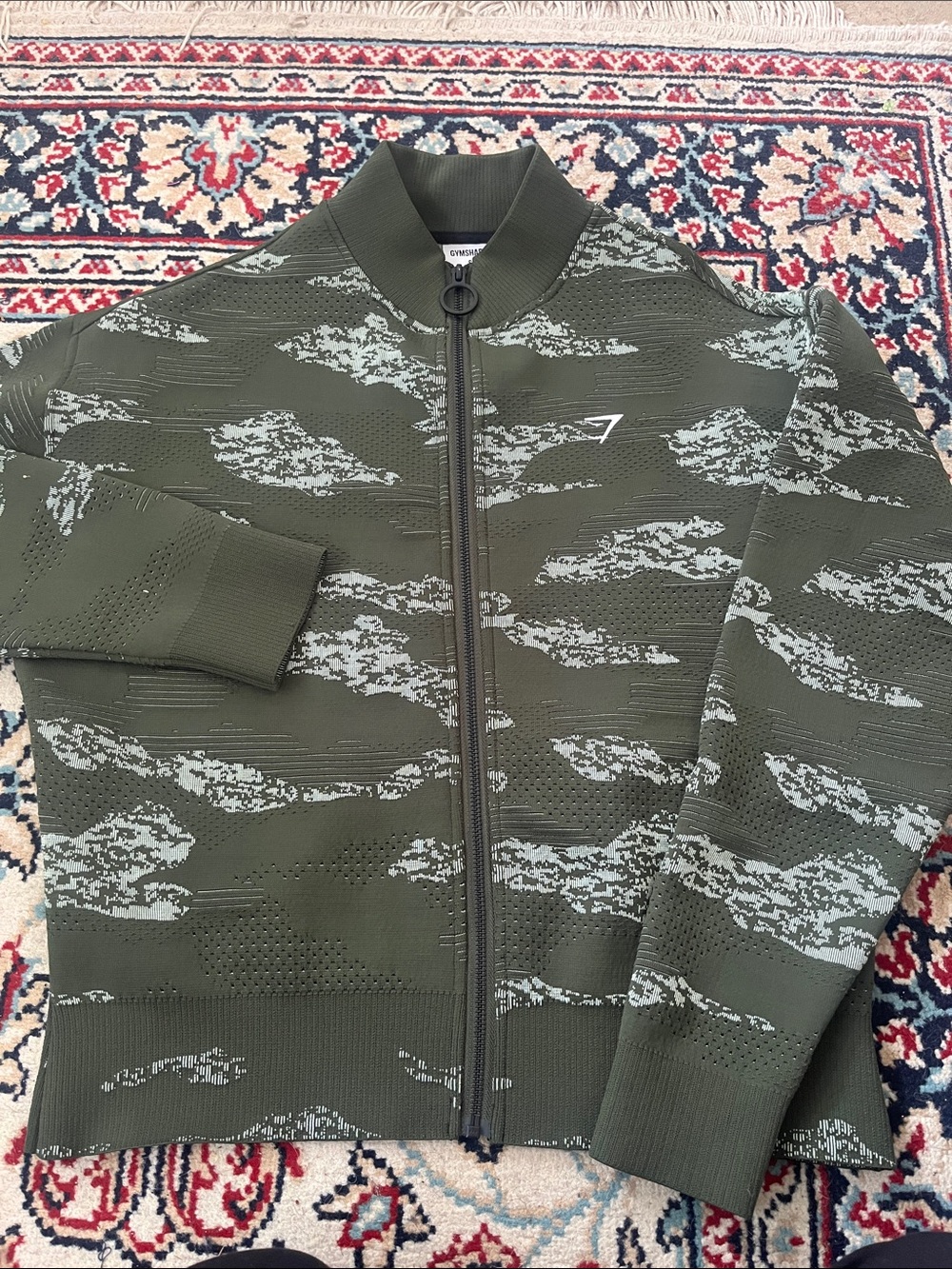 Gymshark Olive Camo Zip-Up Jacket